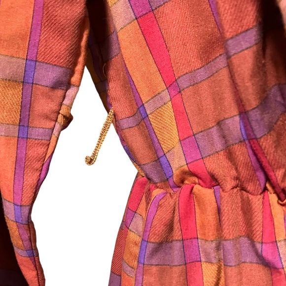 Vintage 70s 80s The Shapely Dress Co Plaid Long Sleeve Dress - Picture 6 of 10